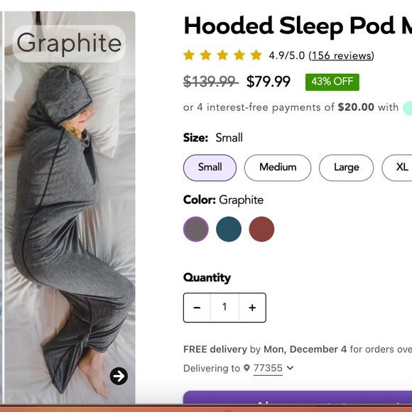 Hug Sleep Other - EUC!! Hooded Sleep Pod Move in Graphite